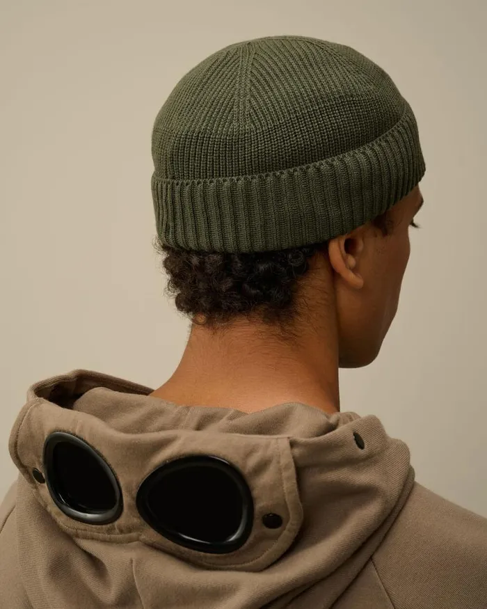 CP Company Hats ReWool Fisherman Beanie Grape Leaf Green 8211 Man