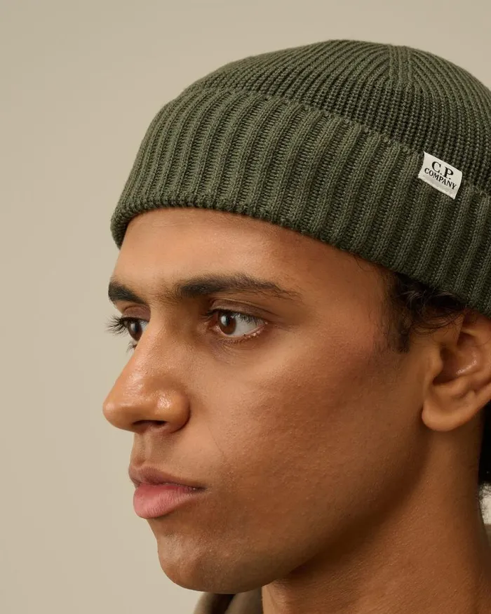 CP Company Hats ReWool Fisherman Beanie Grape Leaf Green 8211 Man