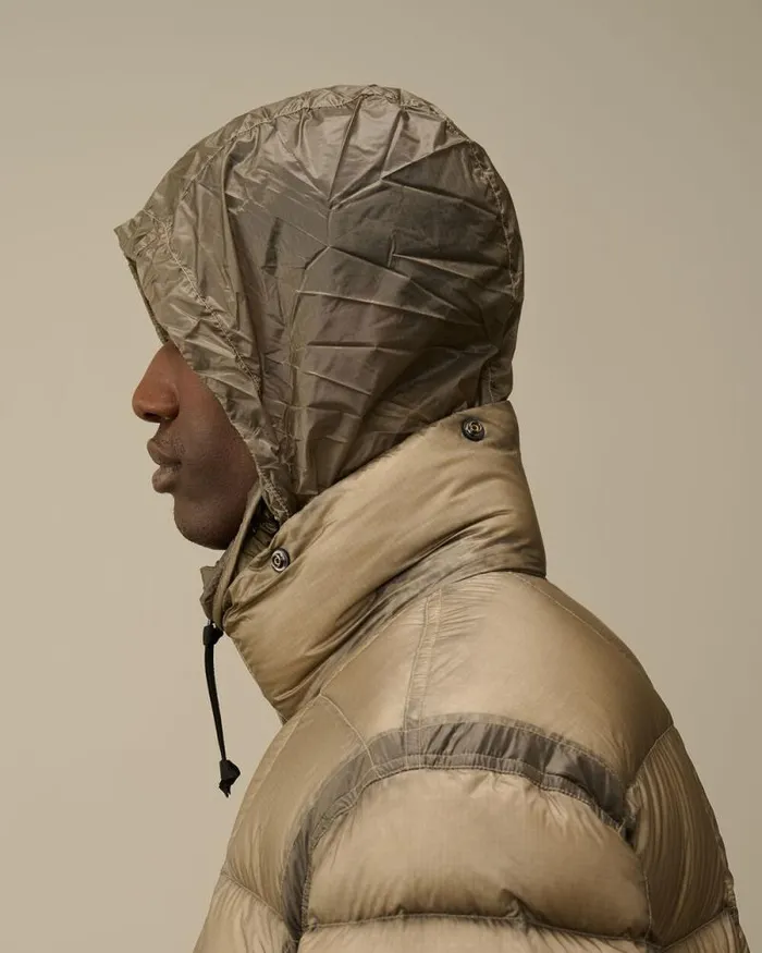 CP Company Jacket and Coats DD Shell Hooded Short Down Jacket Vintage Khaki Beige 8211 Man