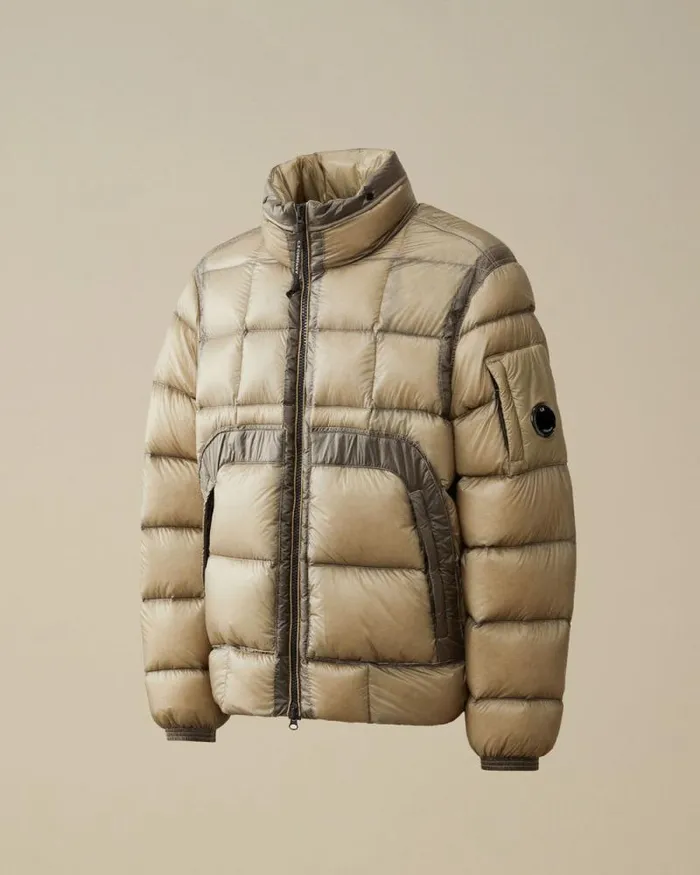 CP Company Jacket and Coats DD Shell Hooded Short Down Jacket Vintage Khaki Beige 8211 Man