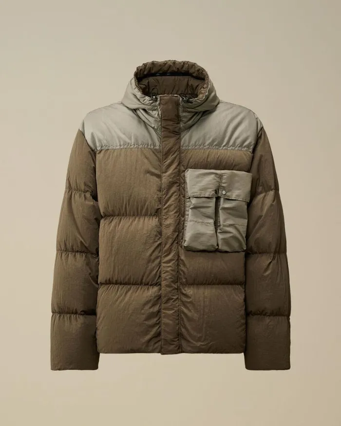 CP Company Jacket and Coats Eco ChromeR Mixed Goggle Down Jacket Walnut Beige 8211 Man CP Company Jacket and Coats Eco ChromeR Mixed Goggle Down Jacket Walnut Beige 8211 Man