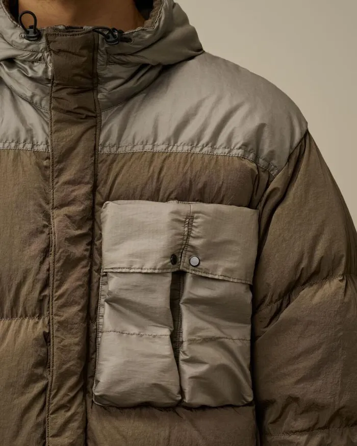 CP Company Jacket and Coats Eco ChromeR Mixed Goggle Down Jacket Walnut Beige 8211 Man