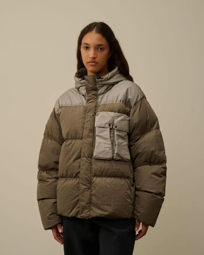 CP Company Jacket and Coats Eco ChromeR Mixed Goggle Down Jacket Walnut Beige 8211 Man
