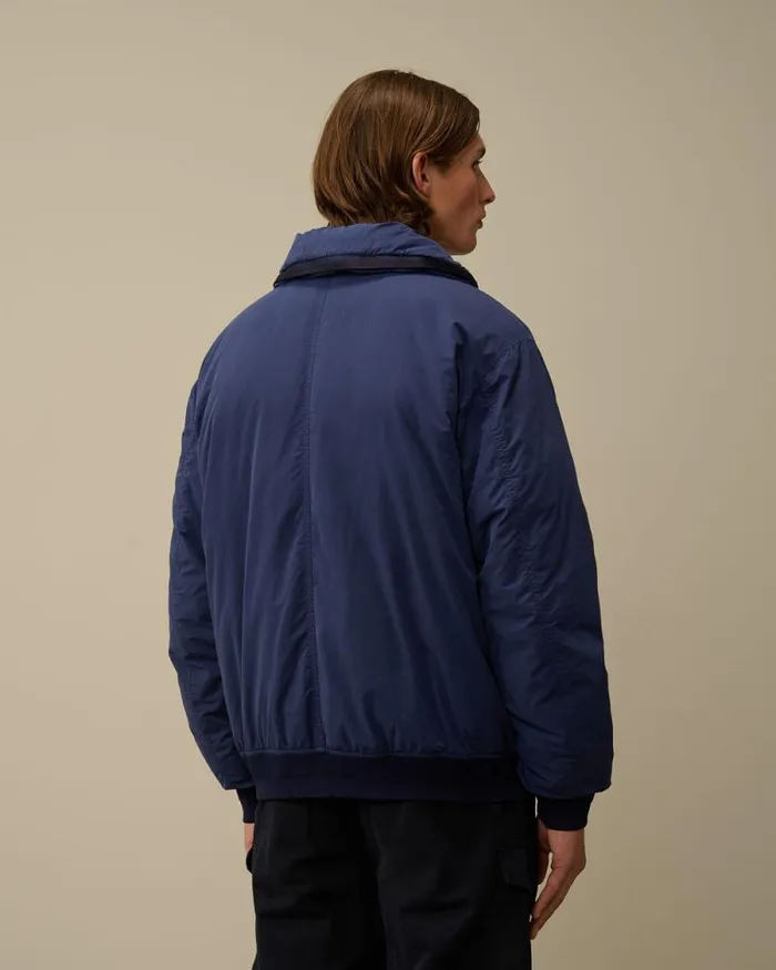 CP Company Jacket and Coats Flatt Nylon Hooded Short Down Jacket Estate Blue 8211 Man