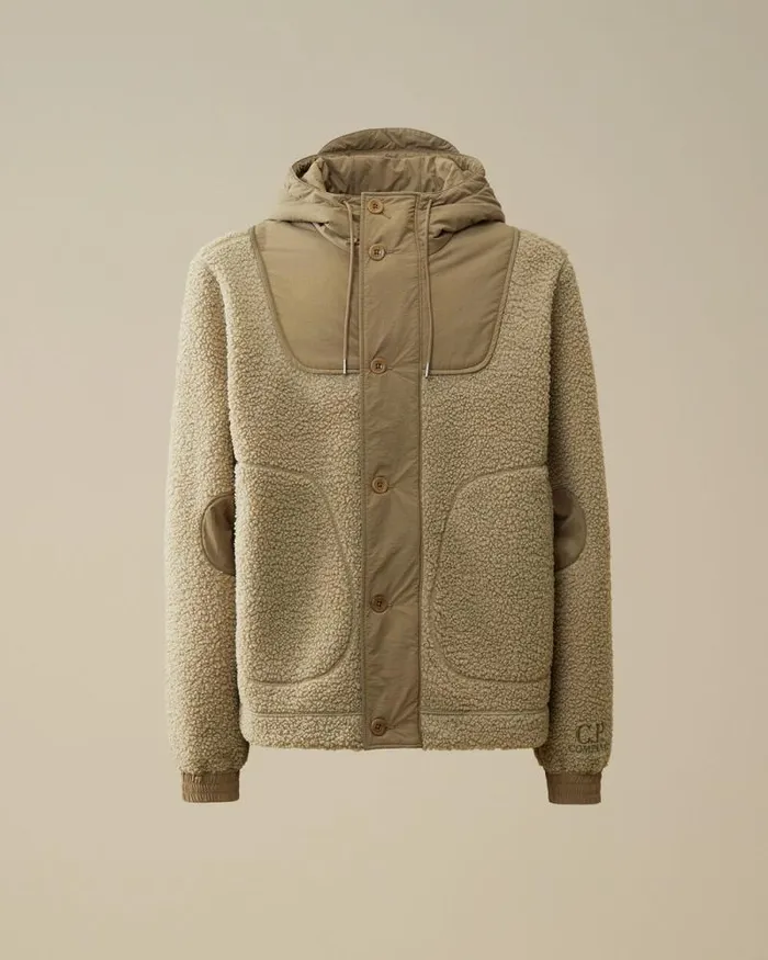 CP Company Jacket and Coats Polar Shell Mixed Hooded Jacket Vintage Khaki Beige 8211 Man CP Company Jacket and Coats Polar Shell Mixed Hooded Jacket Vintage Khaki Beige 8211 Man