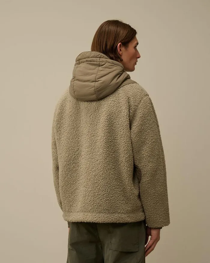 CP Company Jacket and Coats Polar Shell Mixed Hooded Jacket Vintage Khaki Beige 8211 Man