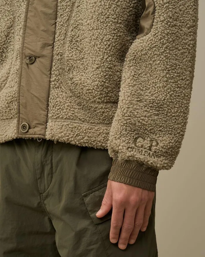 CP Company Jacket and Coats Polar Shell Mixed Hooded Jacket Vintage Khaki Beige 8211 Man