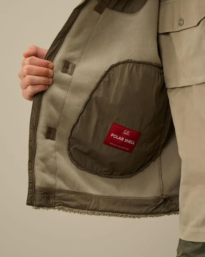CP Company Jacket and Coats Polar Shell Mixed Hooded Jacket Vintage Khaki Beige 8211 Man
