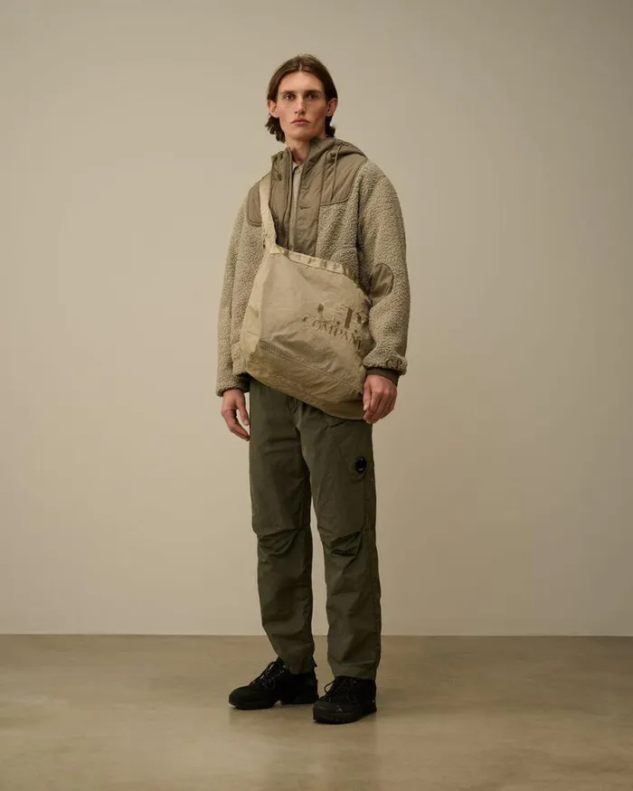 CP Company Jacket and Coats Polar Shell Mixed Hooded Jacket Vintage Khaki Beige 8211 Man