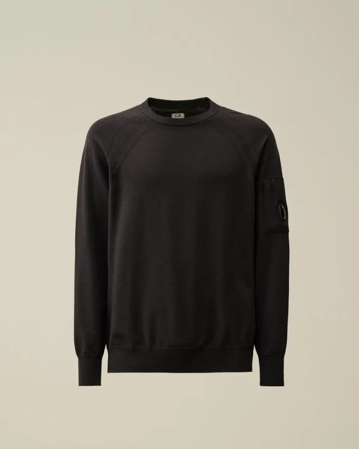 CP Company Jumpers Extra Fine Merino Wool Crew Neck Stitched Knit Black Sand 8211 Man CP Company Jumpers Extra Fine Merino Wool Crew Neck Stitched Knit Black Sand 8211 Man
