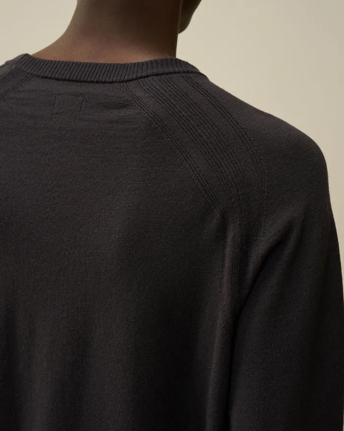 CP Company Jumpers Extra Fine Merino Wool Crew Neck Stitched Knit Black Sand 8211 Man