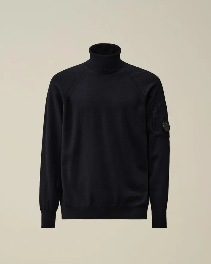 CP Company Jumpers Extra Fine Merino Wool Turtleneck Knit Total Eclipse Blue 8211 Man CP Company Jumpers Extra Fine Merino Wool Turtleneck Knit Total Eclipse Blue 8211 Man