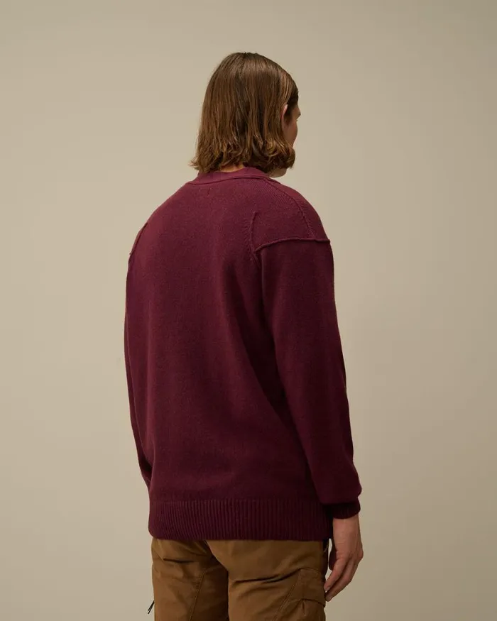 CP Company Jumpers Lambswool GRS Buttoned Cardigan Potent Purple 8211 Man