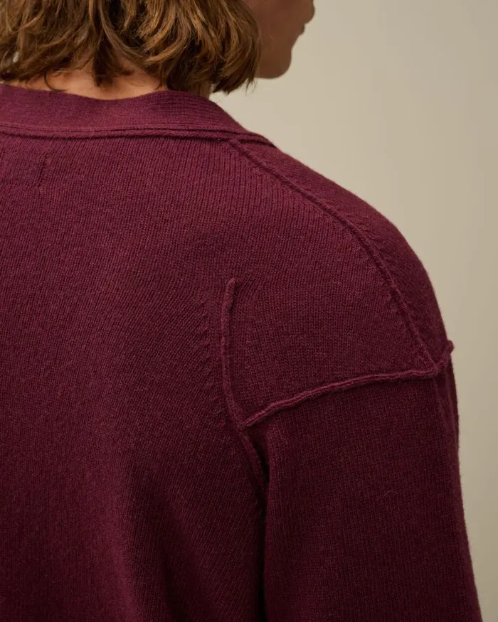 CP Company Jumpers Lambswool GRS Buttoned Cardigan Potent Purple 8211 Man