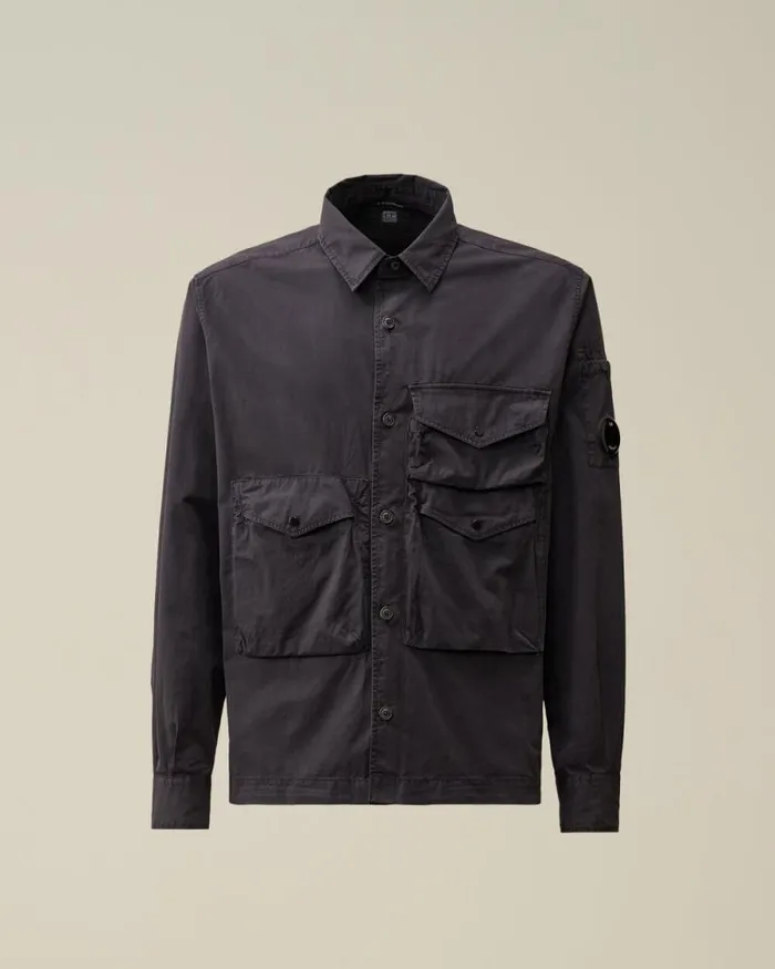 CP Company Overshirt Organic Gabardine Buttoned Utility Overshirt Nightshade Purple 8211 Man CP Company Overshirt Organic Gabardine Buttoned Utility Overshirt Nightshade Purple 8211 Man