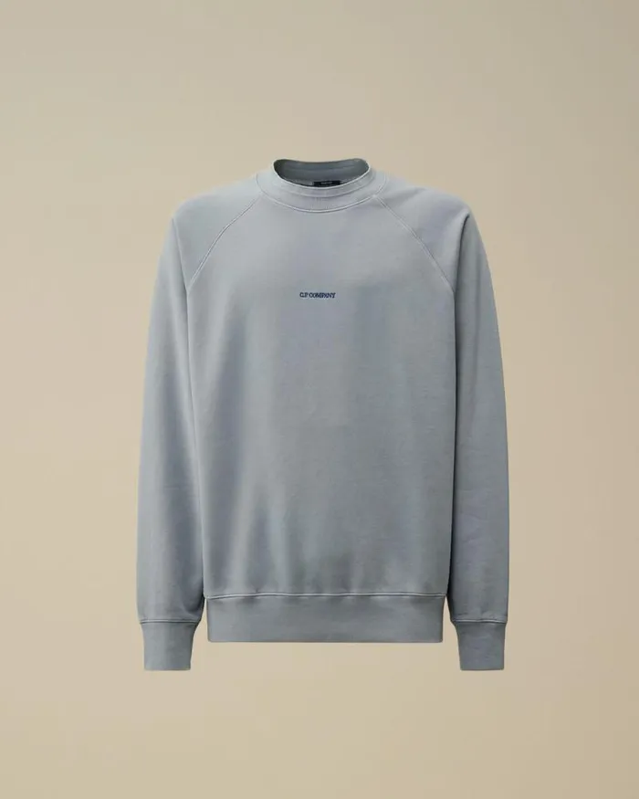 CP Company Sweatshirts Brushed And Emerized Diagonal Fleece Logo Crew Neck Sweatshirt Flint Stone Blue 8211 Man CP Company Sweatshirts Brushed And Emerized Diagonal Fleece Logo Crew Neck Sweatshirt Flint Stone Blue 8211 Man