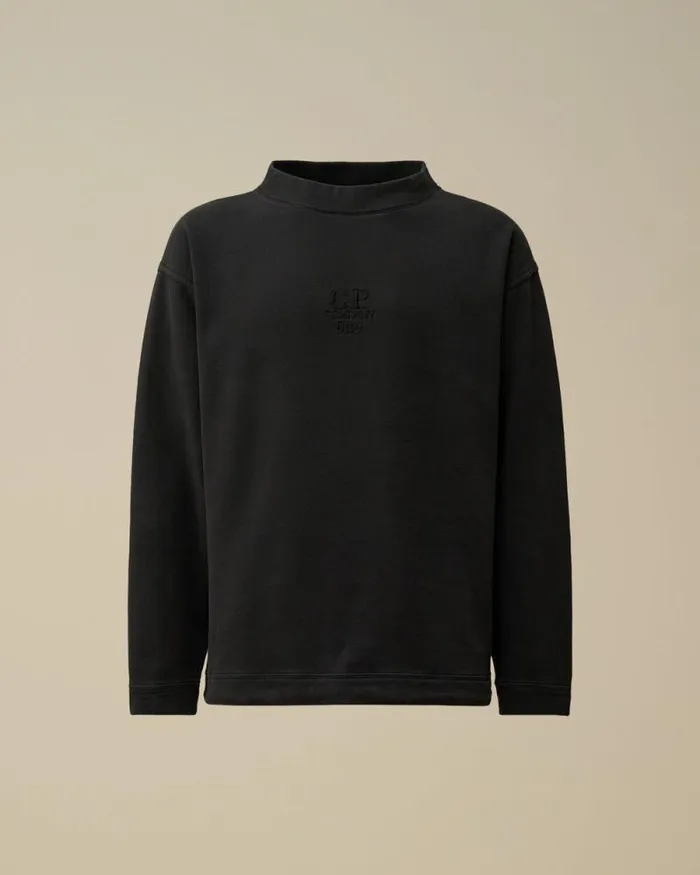 CP Company Sweatshirts Diagonal Fleece Boxy Funnel Neck Sweatshirt Black Sand 8211 Man CP Company Sweatshirts Diagonal Fleece Boxy Funnel Neck Sweatshirt Black Sand 8211 Man