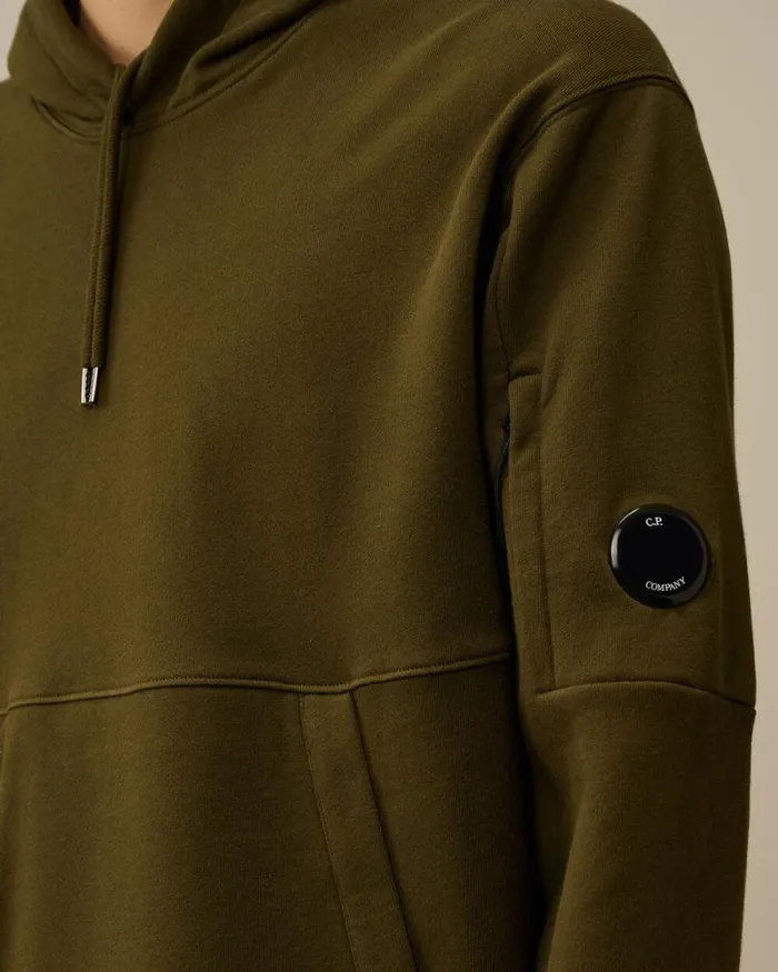 CP Company Sweatshirts Diagonal Raised Fleece Lens Hooded Sweatshirt Ivy Green 8211 Man