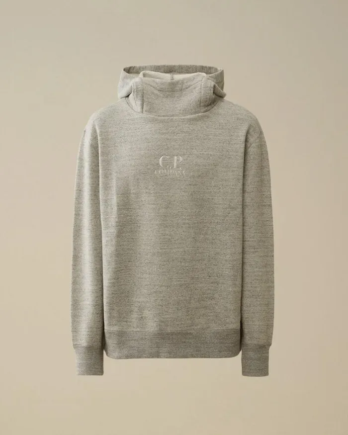 CP Company Sweatshirts Japanese Mlange Fleece Logo Hooded Sweatshirt Greystone Melange 8211 Man CP Company Sweatshirts Japanese Mlange Fleece Logo Hooded Sweatshirt Greystone Melange 8211 Man
