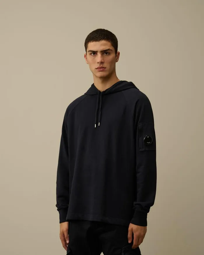 CP Company Sweatshirts Light Fleece Hooded Sweatshirt Total Eclipse Blue 8211 Man