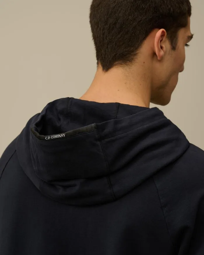 CP Company Sweatshirts Light Fleece Hooded Sweatshirt Total Eclipse Blue 8211 Man