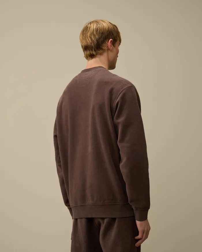 CP Company Sweatshirts Reverse Brushed and Emerized Diagonal Fleece Crewneck Sweatshirt Boulevard Violet 8211 Man