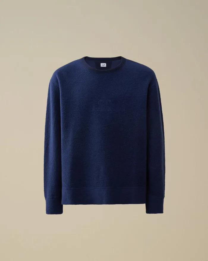 CP Company Sweatshirts Wool Polar Fleece Crewneck Sweatshirt Estate Blue 8211 Man CP Company Sweatshirts Wool Polar Fleece Crewneck Sweatshirt Estate Blue 8211 Man