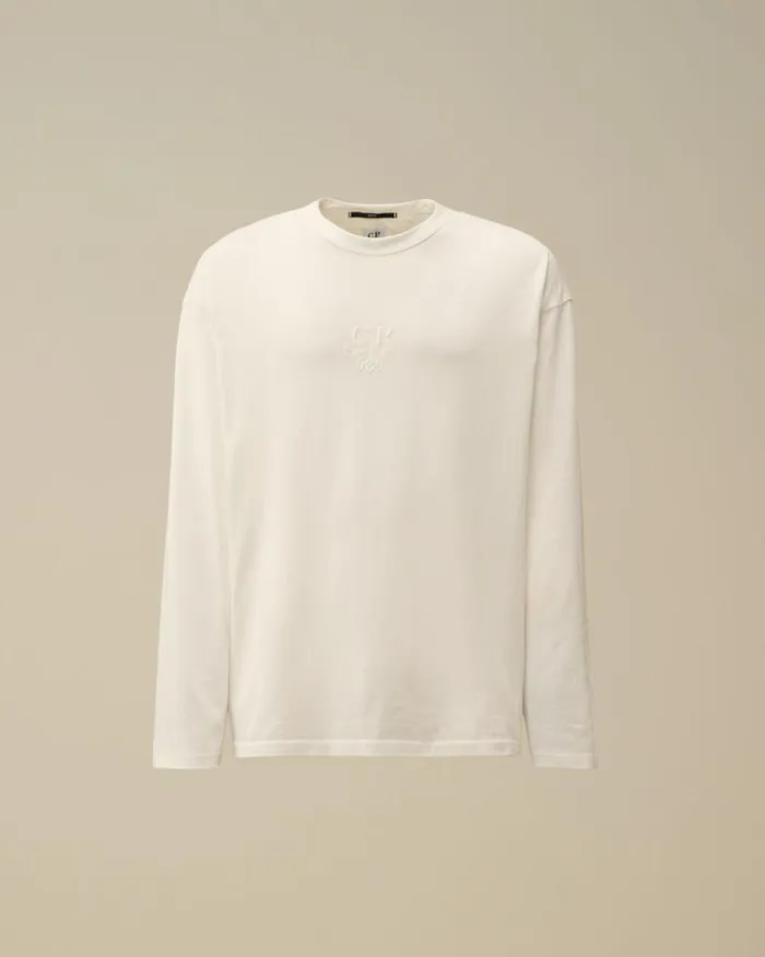 CP Company Tshirts and Polo 201 Jersey Boxy Longsleeve Logo TShirt Gauze White 8211 Man CP Company Tshirts and Polo 201 Jersey Boxy Longsleeve Logo TShirt Gauze White 8211 Man