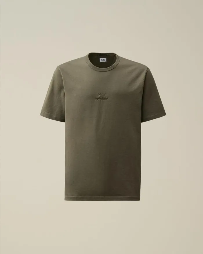 CP Company Tshirts and Polo Mercerized 302 Jersey Twisted Logo Graphic TShirt Grape Leaf Green 8211 Man CP Company Tshirts and Polo Mercerized 302 Jersey Twisted Logo Graphic TShirt Grape Leaf Green 8211 Man