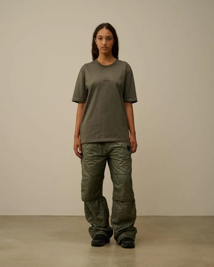 CP Company Tshirts and Polo Mercerized 302 Jersey Twisted Logo Graphic TShirt Grape Leaf Green 8211 Man