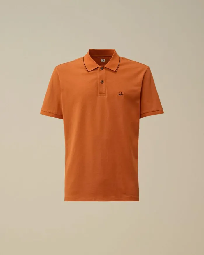 CP Company Tshirts and Polo Stretch Piquet Striped Collar Polo Bombay Brown 8211 Man