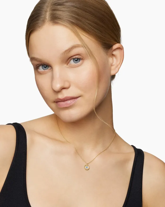 Cable Collectibles Evil Eye Necklace In 18K Yellow Gold With Pav Blue Sapphires And Diamonds 11mm Women David Yurman Pendant Cable Collectibles Evil Eye Necklace In 18K Yellow Gold With Pav Blue Sapphires And Diamonds 11mm Women David Yurman Pendant