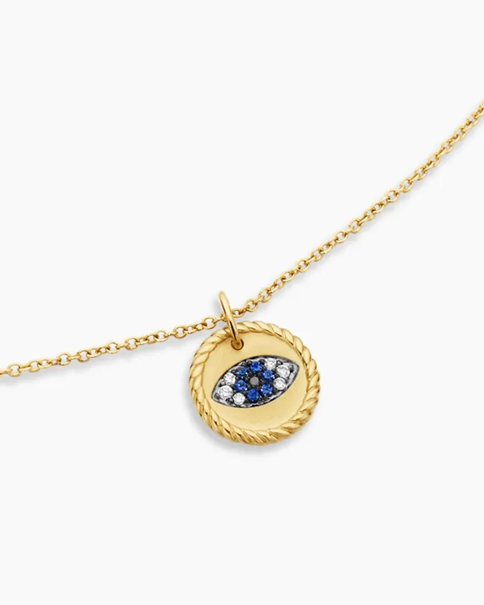 Cable Collectibles Evil Eye Necklace In 18K Yellow Gold With Pav Blue Sapphires And Diamonds 11mm Women David Yurman Pendant Cable Collectibles Evil Eye Necklace In 18K Yellow Gold With Pav Blue Sapphires And Diamonds 11mm Women David Yurman Pendant
