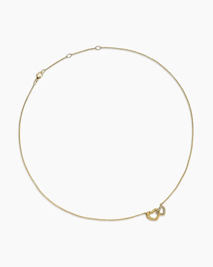 Cable Collectibles Interlocking Heart Necklace In 18K Yellow Gold With Diamonds 206mm Women David Yurman Pendant Cable Collectibles Interlocking Heart Necklace In 18K Yellow Gold With Diamonds 206mm Women David Yurman Pendant