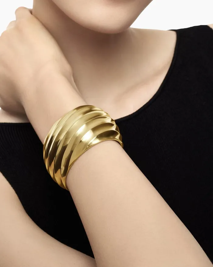 Cable Edge Cuff Bracelet In 18K Yellow Gold 40mm Women David Yurman Cuff Cable Edge Cuff Bracelet In 18K Yellow Gold 40mm Women David Yurman Cuff