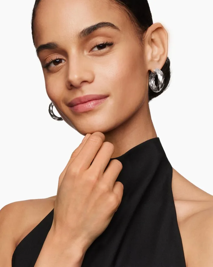 Cable Edge Hoop Earrings In Sterling Silver 289mm Women David Yurman Hoop Cable Edge Hoop Earrings In Sterling Silver 289mm Women David Yurman Hoop