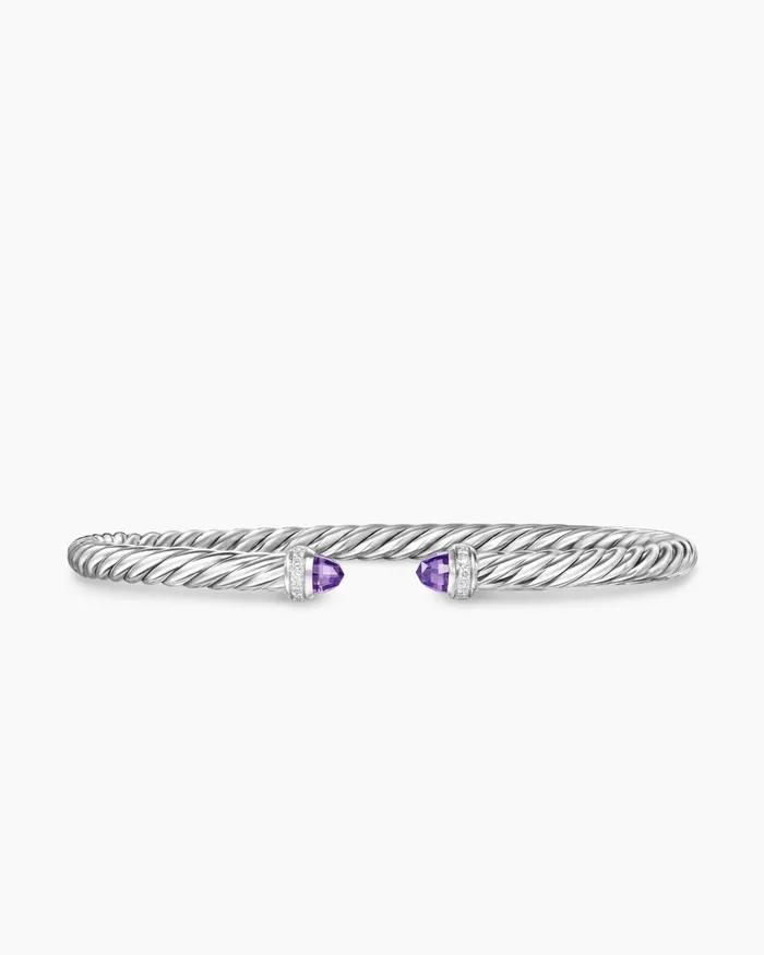 Cablespira Flex Bracelet In Sterling Silver With Diamonds 4mm Women David Yurman Cuff