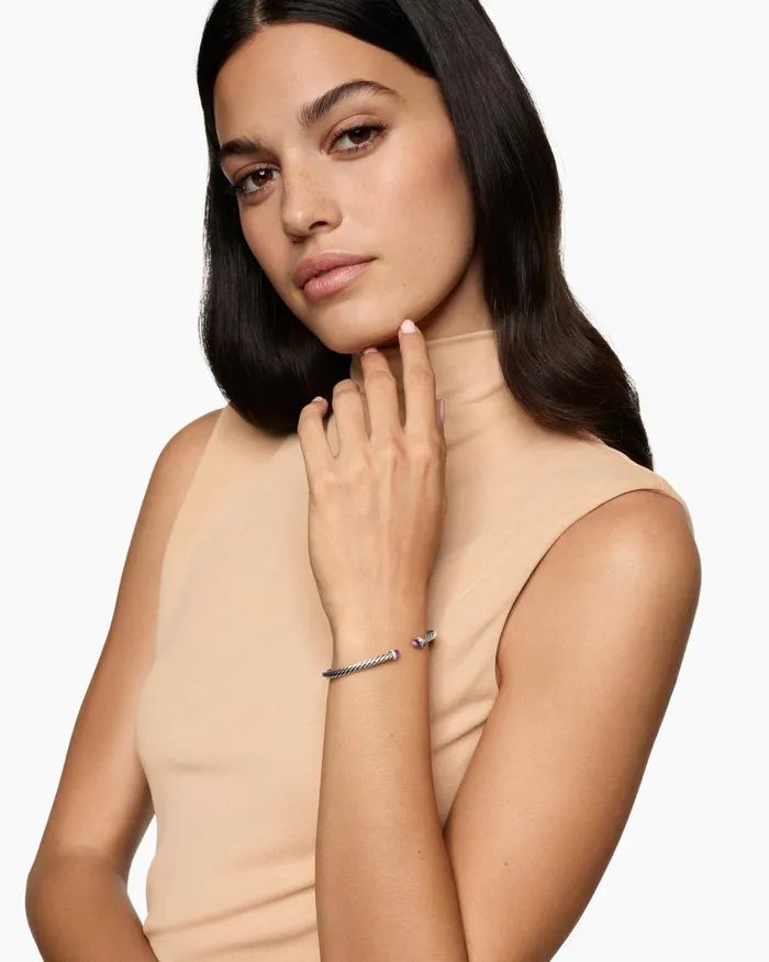 Cablespira Flex Bracelet In Sterling Silver With Diamonds 4mm Women David Yurman Cuff Cablespira Flex Bracelet In Sterling Silver With Diamonds 4mm Women David Yurman Cuff