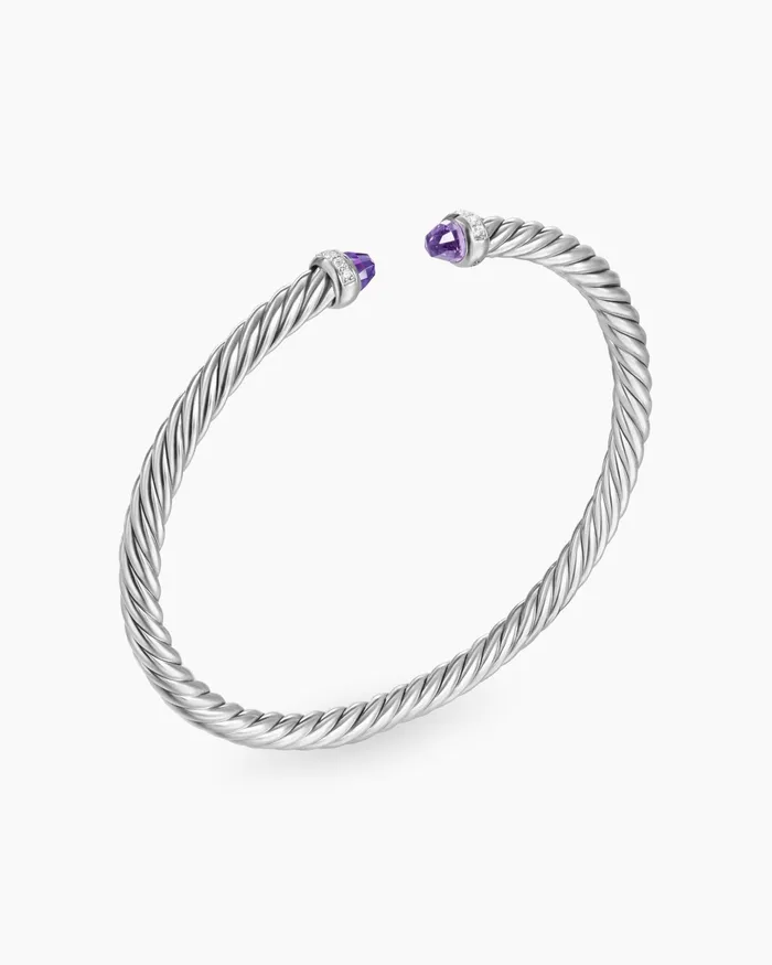 Cablespira Flex Bracelet In Sterling Silver With Diamonds 4mm Women David Yurman Cuff Cablespira Flex Bracelet In Sterling Silver With Diamonds 4mm Women David Yurman Cuff
