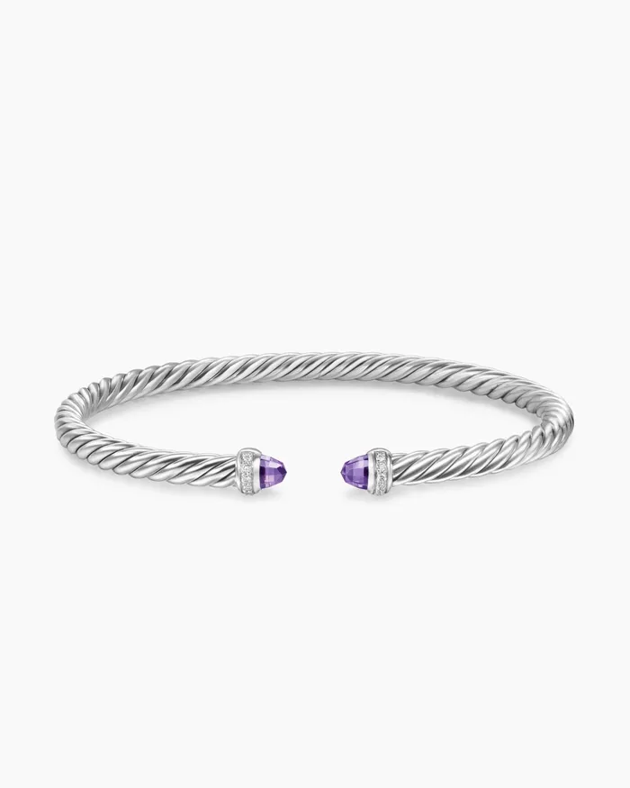 Cablespira Flex Bracelet In Sterling Silver With Diamonds 4mm Women David Yurman Cuff Cablespira Flex Bracelet In Sterling Silver With Diamonds 4mm Women David Yurman Cuff