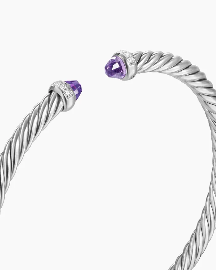 Cablespira Flex Bracelet In Sterling Silver With Diamonds 4mm Women David Yurman Cuff Cablespira Flex Bracelet In Sterling Silver With Diamonds 4mm Women David Yurman Cuff