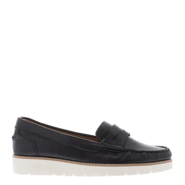 Carl Scarpa Lucentia Navy Leather Wedge Loafers Women Bestselling