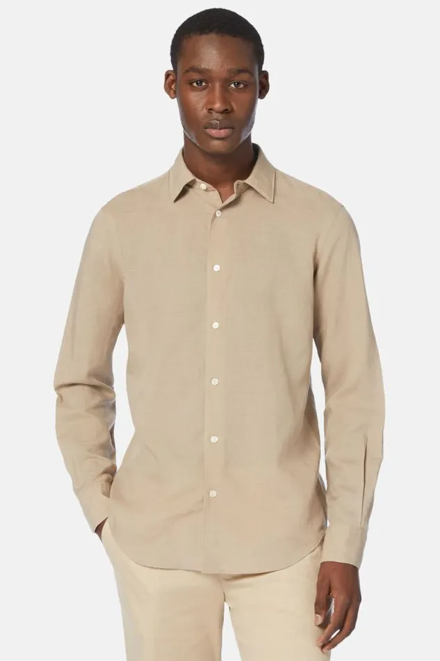 Casual Shirts Men Boggi Milano Regular Fit Beige Tencel Linen Shirt Sand Casual Shirts Men Boggi Milano Regular Fit Beige Tencel Linen Shirt Sand