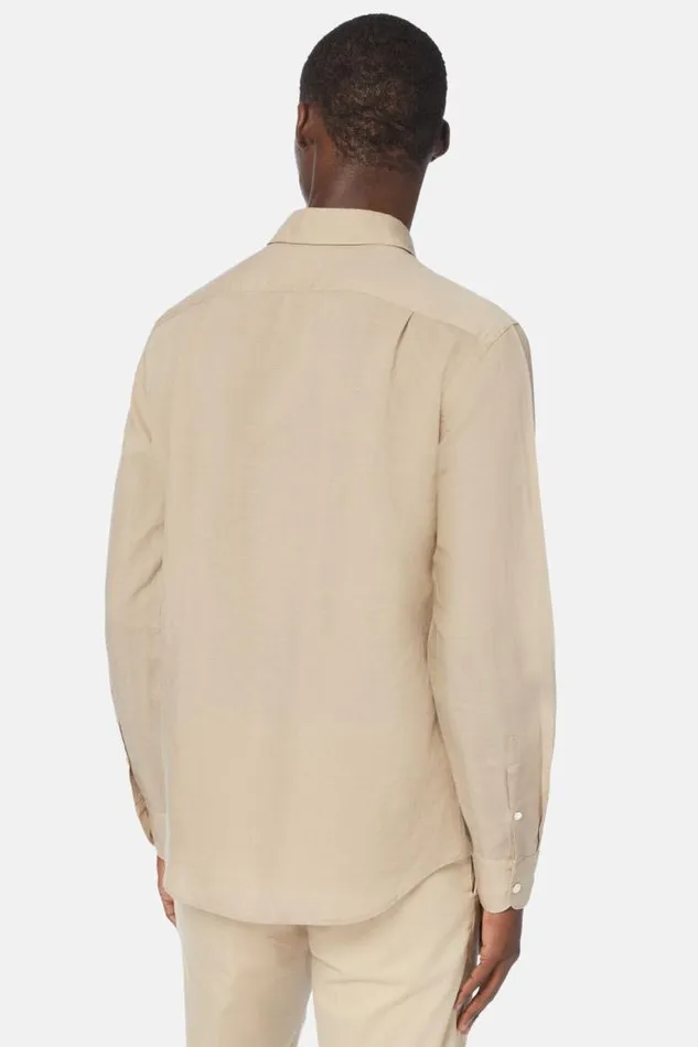 Casual Shirts Men Boggi Milano Regular Fit Beige Tencel Linen Shirt Sand Casual Shirts Men Boggi Milano Regular Fit Beige Tencel Linen Shirt Sand
