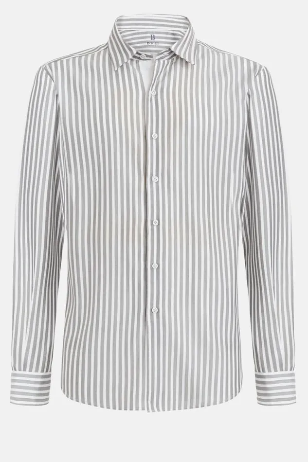 Casual Shirts Men Boggi Milano Regular Fit Green Striped Cotton AND Tencel Shirt Green Casual Shirts Men Boggi Milano Regular Fit Green Striped Cotton AND Tencel Shirt Green