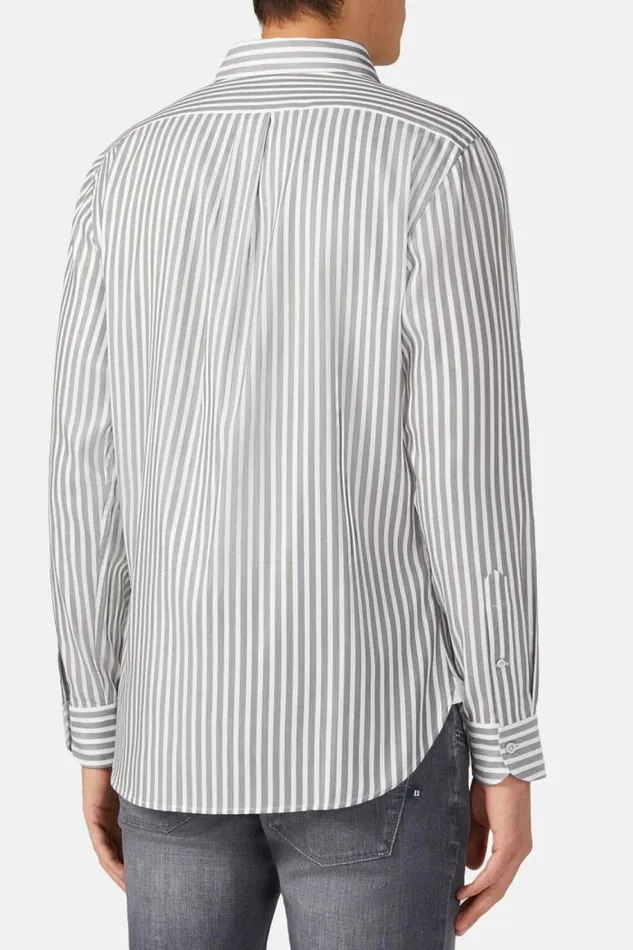 Casual Shirts Men Boggi Milano Regular Fit Green Striped Cotton AND Tencel Shirt Green Casual Shirts Men Boggi Milano Regular Fit Green Striped Cotton AND Tencel Shirt Green