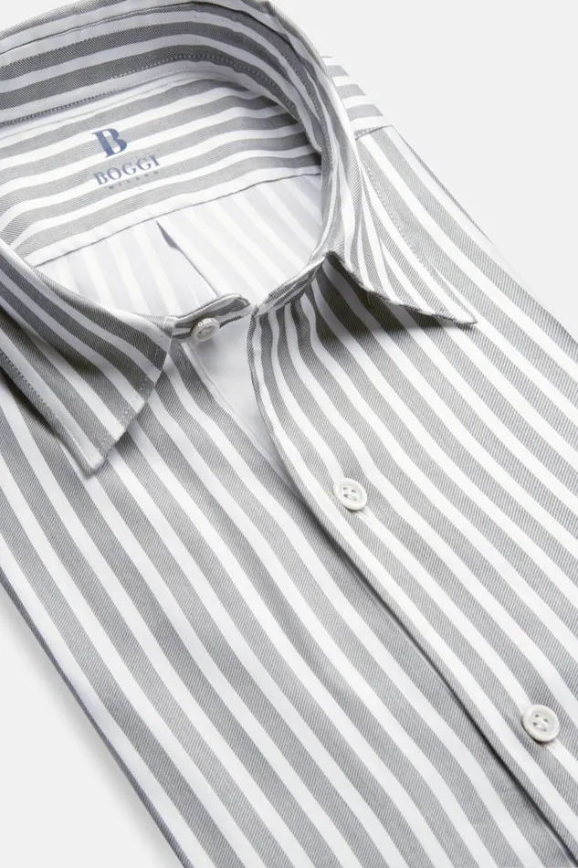 Casual Shirts Men Boggi Milano Regular Fit Green Striped Cotton AND Tencel Shirt Green Casual Shirts Men Boggi Milano Regular Fit Green Striped Cotton AND Tencel Shirt Green