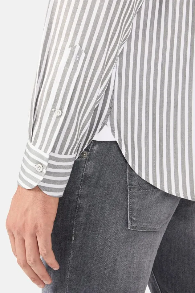 Casual Shirts Men Boggi Milano Regular Fit Green Striped Cotton AND Tencel Shirt Green Casual Shirts Men Boggi Milano Regular Fit Green Striped Cotton AND Tencel Shirt Green