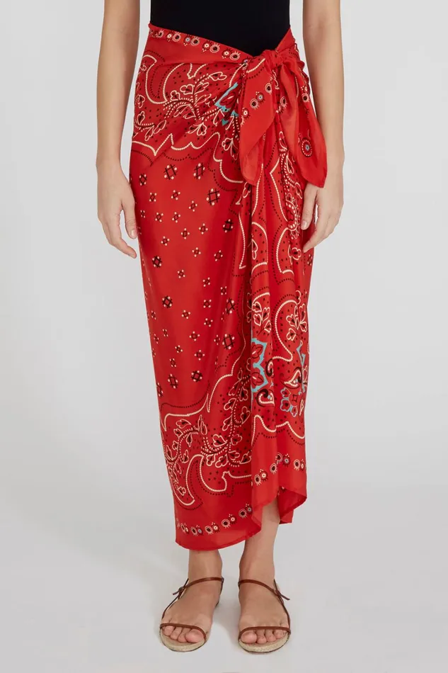 Chan Luu Bottoms Women Mandala Sarong Pompeian Red