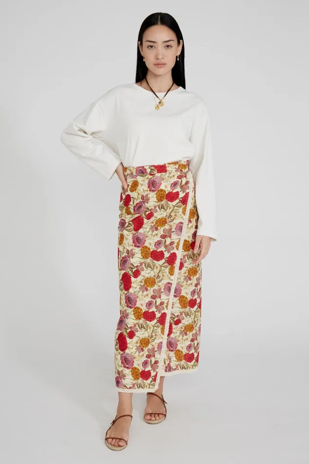 Chan Luu Bottoms Women Rika Wrap Skirt Marigold